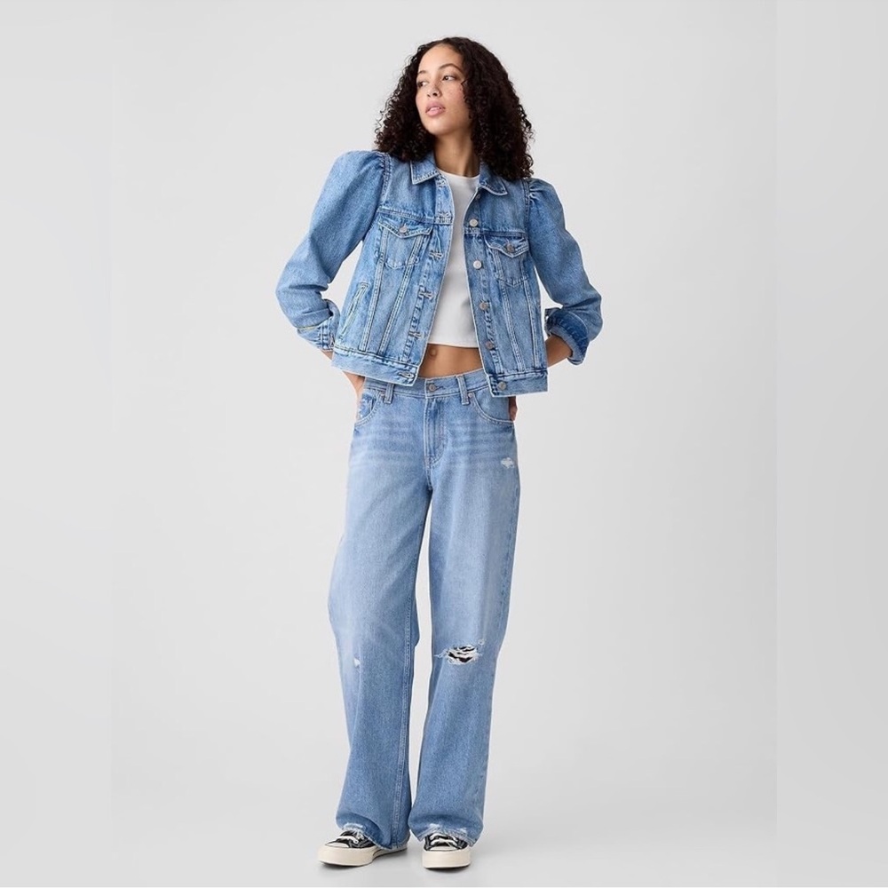 GAP Puff Sleeve Icon Denim Jean Jacket Indigo Blue - Picture 3 of 15